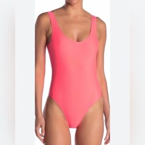New Women’s Neon Coral Pink Bodysuit Size Small | NWOT